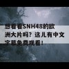 想看看SNH48的欧洲大片吗？这儿有中文字幕免费观看！