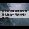 你肯定想知道姜辣蛇是什么样的一种美味吧？姜辣蛇