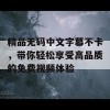 精品无码中文字幕不卡，带你轻松享受高品质的免费视频体验