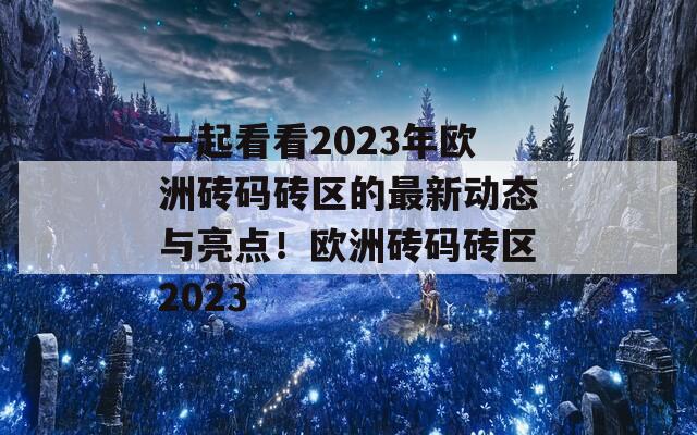 一起看看2023年欧洲砖码砖区的最新动态与亮点！欧洲砖码砖区2023