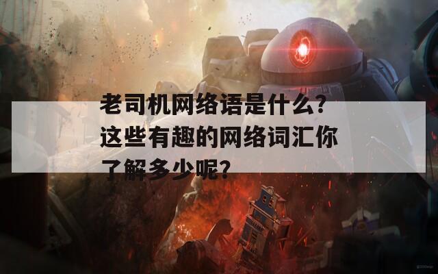 老司机网络语是什么？这些有趣的网络词汇你了解多少呢？