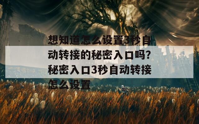 想知道怎么设置3秒自动转接的秘密入口吗？秘密入口3秒自动转接怎么设置