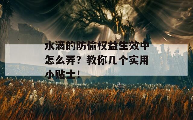 水滴的防偷权益生效中怎么弄？教你几个实用小贴士！