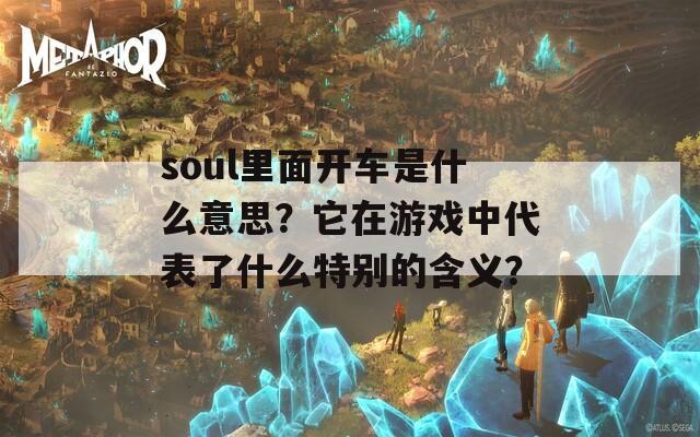 soul里面开车是什么意思？它在游戏中代表了什么特别的含义？