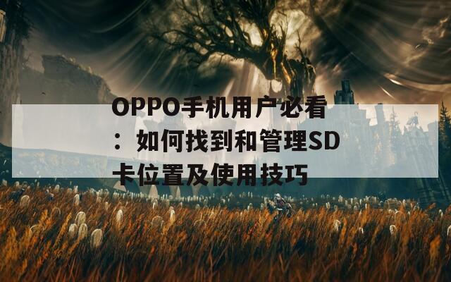 OPPO手机用户必看：如何找到和管理SD卡位置及使用技巧