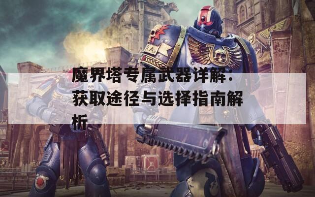 魔界塔专属武器详解：获取途径与选择指南解析