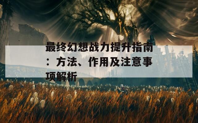 最终幻想战力提升指南：方法、作用及注意事项解析