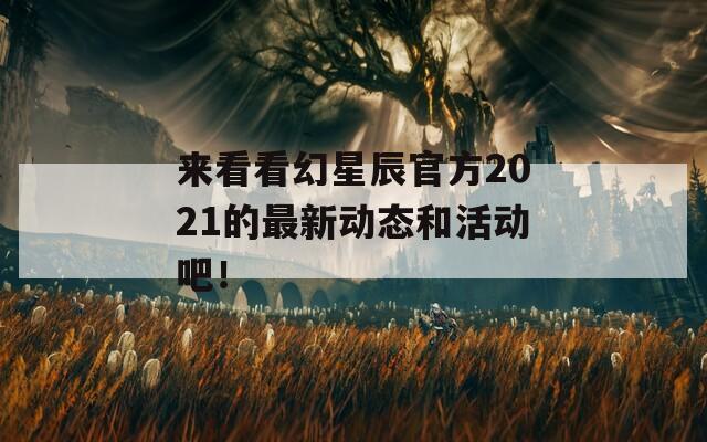 来看看幻星辰官方2021的最新动态和活动吧！